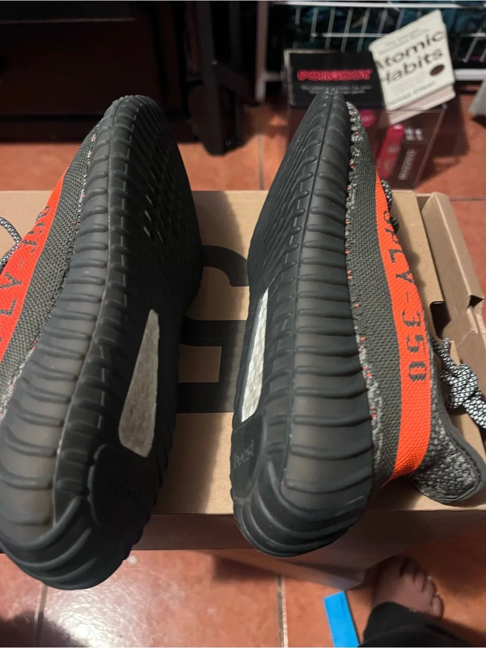 Yeezy Boost 350 V2 Grey & Orange Knit Sneakers